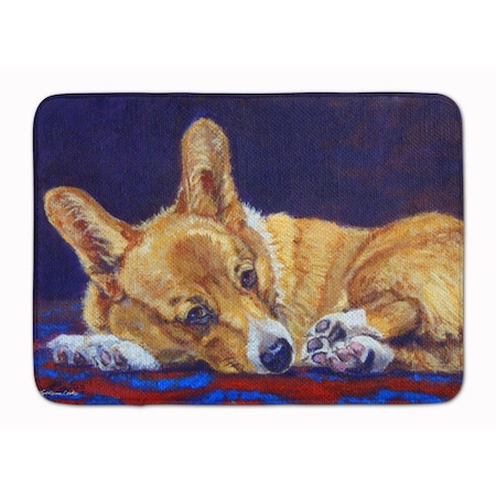 Carolines Treasures Corgi Blue Lonesome Machine Washable Memory Foam Mat 7320RUG